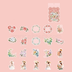 40Pcs 20 Styles Flower PET Waterproof Decorative Stickers, Self-adhesive Decals, for DIY Scrapbooking, Human, 40x40mm, 2pcs/style(PW-WG66188-06)