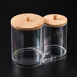 Plastic with Wood Containers, Swab Containers, Clear, 15.3x8.8x12.4cm(CON-WH0079-95)