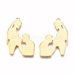 Rack Plating 304 Stainless Steel Pendants, Family, Real 18K Gold Plated, 37x24x1mm, Hole: 2mm(STAS-N098-068LG)