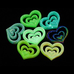 Luminous Opaque Acrylic Beads, Heart, Mixed Color, 23x30x7mm, Hole: 2.5mm(MACR-P040-07)