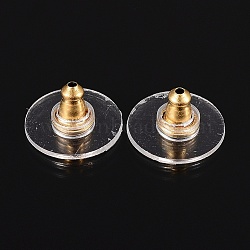 304 Stainless Steel Ear Nuts, Bullet Clutch Earring Backs with Pad, for Droopy Ears, with Plastic, Golden, 11x6mm, Hole: 1mm(STAS-P198-01G)