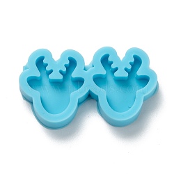 DIY Pendant Silhouette Silicone Molds, for Earring Makings, Resin Casting Molds, For UV Resin, Epoxy Resin Jewelry Making, Deer Head, Deep Sky Blue, 18.5x33x5mm, Inner Diameter: 15x14mm(DIY-G042-07)