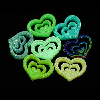 Luminous Opaque Acrylic Beads, Heart, Mixed Color, 23x30x7mm, Hole: 2.5mm