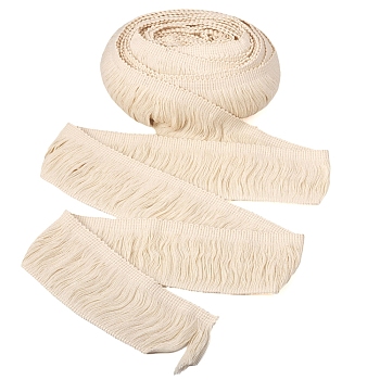 10 Yards Cotton Fringe Trimming Ribbon, Flat, Linen, 2-3/8 inch(60mm), about 10 yards(9.14m)/bag