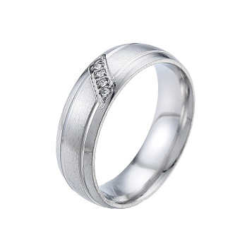 Crystal Rhinestone Rhombus Finger Ring, 201 Stainless Steel Jewelry for Women, Stainless Steel Color, Inner Diameter: 17mm