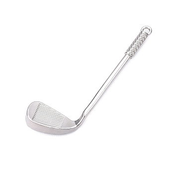 Rack Plating Alloy Big Pendants, Lead Free & Nickel Free & Cadmium Free, Golf Racket Charms, Platinum, 77x27x7mm, Hole: 2.6mm, Tray: 20x10mm