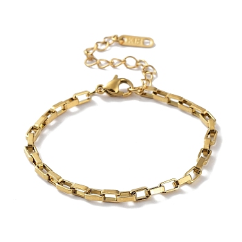 316 Surgical Stainless Steel Box Chain Bracelet, Rectangle Link Chain Bracelet, Golden, 5-7/8 inch(15cm)