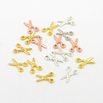 Alloy Charms, Scissors, Mixed Color, 12x8.5x1.5mm, Hole: 1.5mm