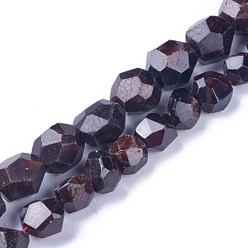 Natural Garnet Beads Strands, Faceted, Round, 12~17x10~15x10~15mm, Hole: 1.5mm, about 30pcs/strand, 15.3 inch(39cm)