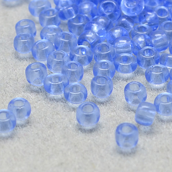 8/0 Grade A Round Glass Seed Beads, Transparent Colours, Cornflower Blue, 8/0, 3x2mm, Hole: 1mm, about 10000pcs/bag