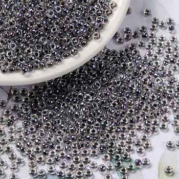 MIYUKI Round Rocailles Beads, Japanese Seed Beads, 8/0, (RR3203) Magic Violet Lined Crystal, 3mm, Hole: 1mm, about 19000~20500pcs/pound