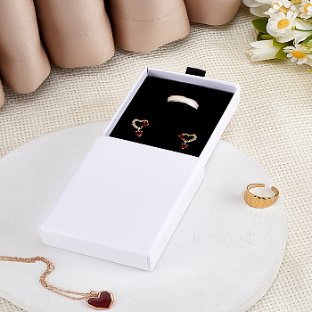 2Pcs Cardboard Paper Jewelry Drawer Boxes, Rectangle, White, 9x7x3.1cm
