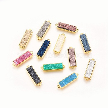 Golden Mixed Color Rectangle Brass+Resin Links