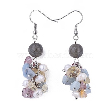 Natural Mixed Stone Dangle Earrings(EJEW-JE03228-02)-2