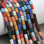 Synthetic Lava Rock Beads Strands, Dyed, Column, Mixed Color, 6.5~7x4~4.5mm, Hole: 0.8mm, about 58pcs/strand, 14.76~14.96''(37.5~38cm)(G-A317-F01-01)