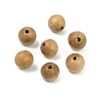 Natural Wood Beads, Undyed, Round, Dark Goldenrod, 9.5~10mm, Hole: 2mm(WOOD-C019-10mm-01)