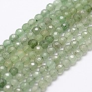 Natural Green Aventurine Beads Strands, Faceted, Round, 6mm, Hole: 1mm, about 61pcs/strand, 14.9 inch~15.1 inch(G-G736-17-6mm)