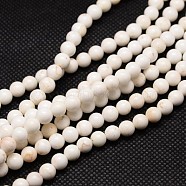 Natural Magnesite Round Beads Strands, Floral White, 8mm, Hole: 1mm, about 48pcs/strand, 15.74 inch(TURQ-L016-01-8mm)