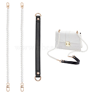 WADORN 3Pcs 2 Style PU Leather Shoulder Strap & ABS Plastic Imitation Pearl Bag Chain Straps, with Alloy Findings, for Bag Straps Replacement Accessories, Black, 26.5~41x1~1.75x0.3~1cm(FIND-WR0009-25)