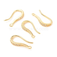Brass with Crystal Rhinestone Earring Hooks, Ear Wire, with Loops, Golden, 16x8x2mm, Hole: 1.2mm, 20 Gauge, Pin: 0.8mm(KK-C024-20G)