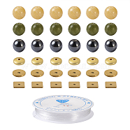 Crafans DIY Gemstone Bracelet Making Kit, Including Natural Taiwan Jade & Yellow Jade & Synthetic Hematite & 304 Stainless Steel Beads, Elastic Thread, Mixed Color, Beads: 210pcs/set(DIY-CF0001-19)