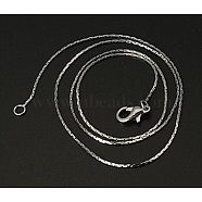 Brass Necklaces, Platinum, Size: about 1mm wide, 17.7 inch long(NJEW-A266-55)