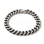 304 Stainless Steel Cuban Link Chain Bracelets for Women Men, Antique Silver, 8-1/2 inch(21.6cm), Link: 9x13x3mm(BJEW-Q341-15G-AS)