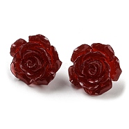 Resin Rose Flower Stud Earrings with 316 Stainless Steel Pins, Dark Red, 18~18.5x18~18.5mm(EJEW-D070-01E)