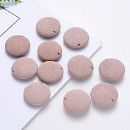 Handmade Porcelain Beads, Frosted, Flat Round, Rosy Brown, 20x6mm, Hole: 0.6mm(PORC-S500-016-B01)