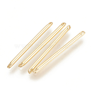 Brass Links connectors, Strip, Nickel Free, Real 18K Gold Plated, 25x1.5mm, Hole: 0.8mm(X-KK-T029-32G)