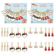 Nurse Theme Pendant Stitch Markers, Alloy Enamel Crochet Lobster Clasp Charms, Locking Stitch Marker with Wine Glass Charm Ring, Mixed Shapes, Mixed Color, 2.7~4.6cm, 4 style, 3pcs/style, 12pcs/set(HJEW-AB00375)