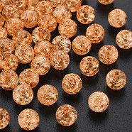 Transparent Crackle Acrylic Beads, Round, Sandy Brown, 8x7mm, Hole: 1.8~2mm, about 1745pcs/500g(MACR-S373-66-N05)