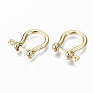 Brass D-Ring Anchor Shackle Clasps, for Bracelets Making, Nickel Free, Real 18K Gold Plated, 18x16x5mm, Hole: 1.2mm(KK-S356-115G-NF)