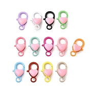Spray Painted Alloy Lobster Claw Clasps, Heart, Mixed Color, 26.5x14x6.5mm, Hole: 4mm(PALLOY-H131-02)