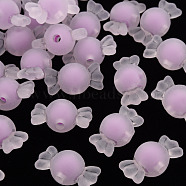 Transparent Acrylic Beads, Frosted, Bead in Bead, Candy, Plum, 11.5x21.5x11.5mm, Hole: 2.5mm, about 393pcs/500g(TACR-S152-13C-A03)