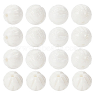 BENECREAT 100Pcs Natural Shell Beads Strands, Engraved, Round, White, 6.5~7mm, Hole: 0.6mm(BSHE-BC0001-06)