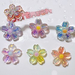 Resin Cabochons, Mixed Color, Flower, 23.5x7.5mm(CRES-M002-14)