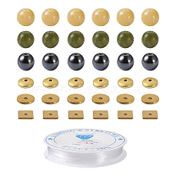 Crafans DIY Gemstone Bracelet Making Kit, Including Natural Taiwan Jade & Yellow Jade & Synthetic Hematite & 304 Stainless Steel Beads, Elastic Thread, Mixed Color, Beads: 210pcs/set(DIY-CF0001-19)