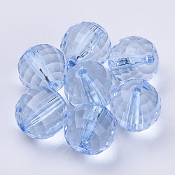 Transparent Acrylic Beads, Faceted, Round, Light Steel Blue, 10x10mm, Hole: 1.9mm, about 878pcs/500g(TACR-Q254-10mm-V41)