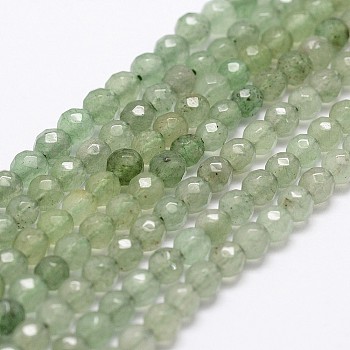 Natural Green Aventurine Beads Strands, Faceted, Round, 6mm, Hole: 1mm, about 61pcs/strand, 14.9 inch~15.1 inch