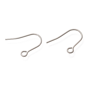 304 Stainless Steel Earring Hooks, Ear Wire, with Horizontal Loop, Stainless Steel Color, 18mm, Hole: 2mm, 21 Gauge, Pin: 0.7mm