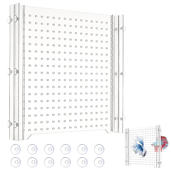 Square Acrylic Fish Tank Partition, with 12Pcs Plastic Suction Cups, Clear, 279x281x3mm