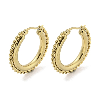 304 Stainless Steel Earrings for Women, Round, Golden, 32x4mm