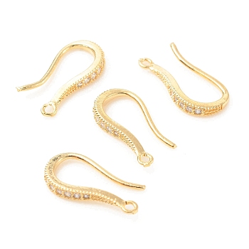Brass with Crystal Rhinestone Earring Hooks, Ear Wire, with Loops, Golden, 16x8x2mm, Hole: 1.2mm, 20 Gauge, Pin: 0.8mm