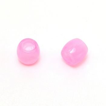 Resin Large Hole Beads, Barrel, Pearl Pink, 11.5x11mm, Hole: 6mm, about 49pcs/32g