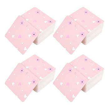 Cardboard Hair Clip Display Cards, Rectangle with Flower Pattern, Pink, 6x6.9x0.03cm, Hole: 4mm