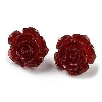 Resin Rose Flower Stud Earrings with 316 Stainless Steel Pins, Dark Red, 18~18.5x18~18.5mm