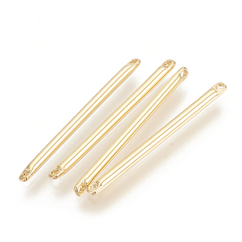 Brass Links connectors, Strip, Nickel Free, Real 18K Gold Plated, 25x1.5mm, Hole: 0.8mm