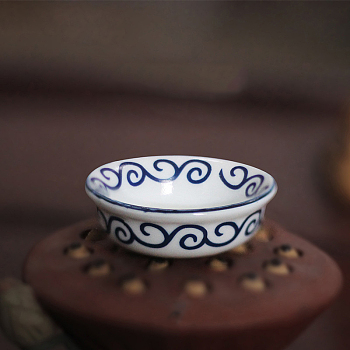 Miniature Porcelain Bowl Ornaments, Micro Dollhouse Accessories, Simulation Prop Decorations, Midnight Blue, 42x15mm