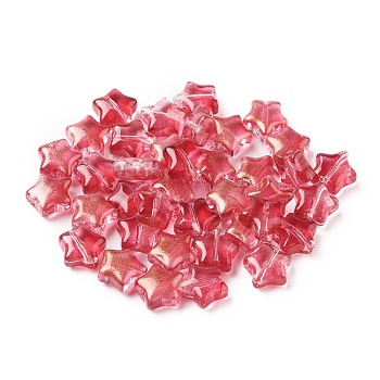 Electroplate Glass Beads, Star, Red, 8.5x8.5x4mm, Hole: 1mm